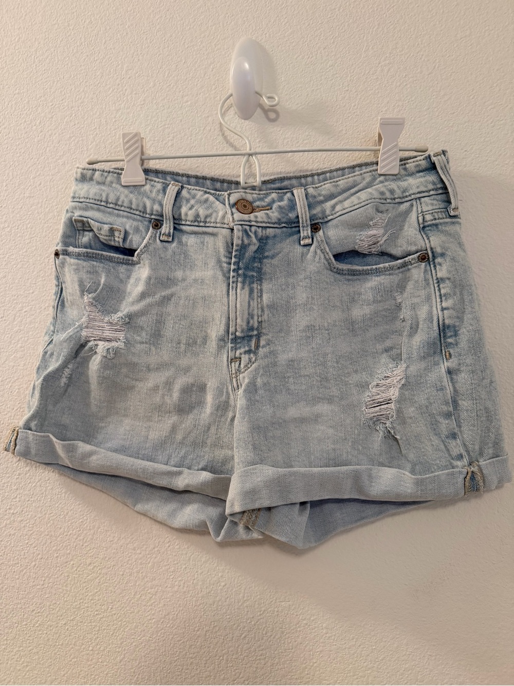 Old Navy Light Blue Distressed Roll-Hem Denim Shorts
